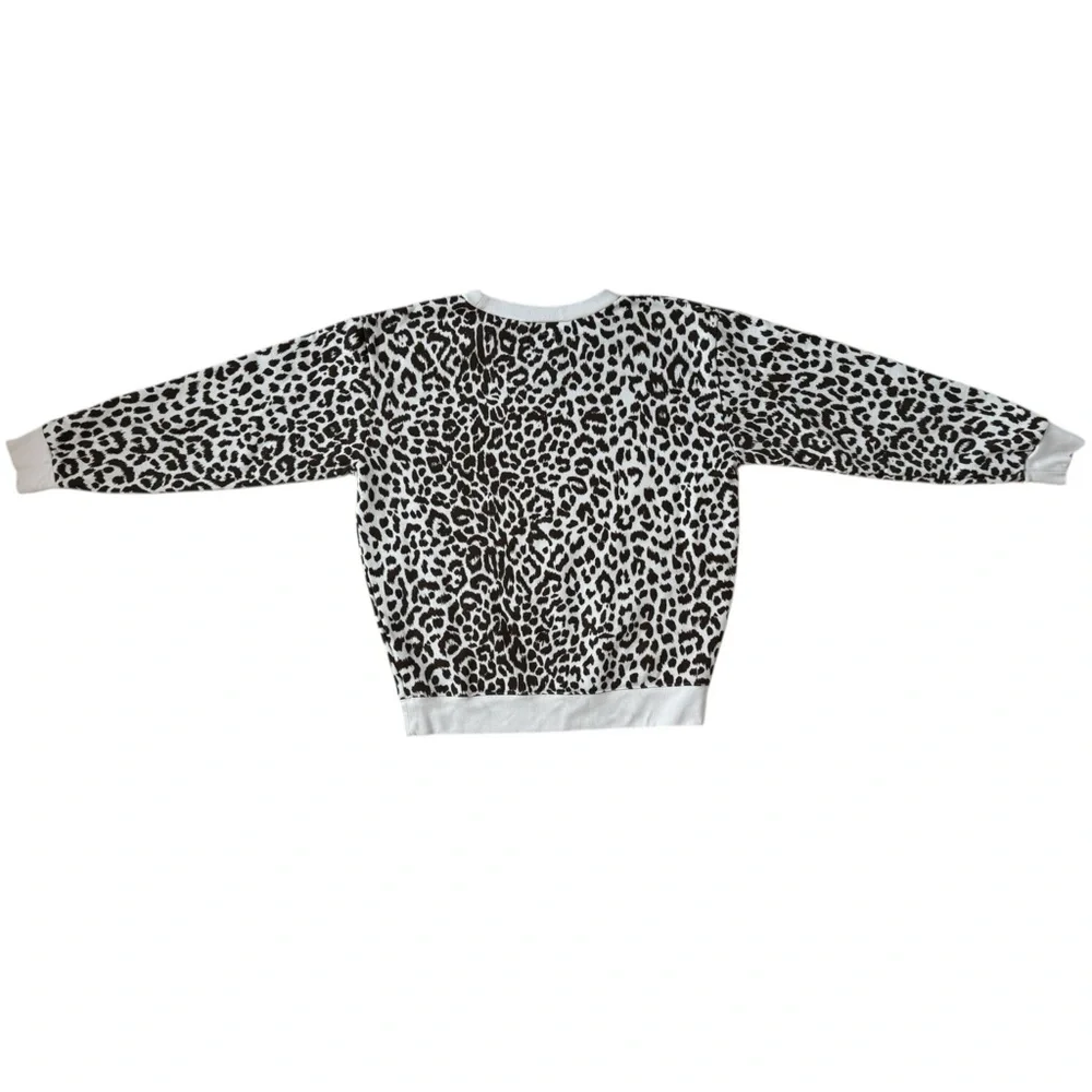 J.Crew Vintage Fleece Leopard Crewneck Pullover Sweatshirt Size Medium EUC